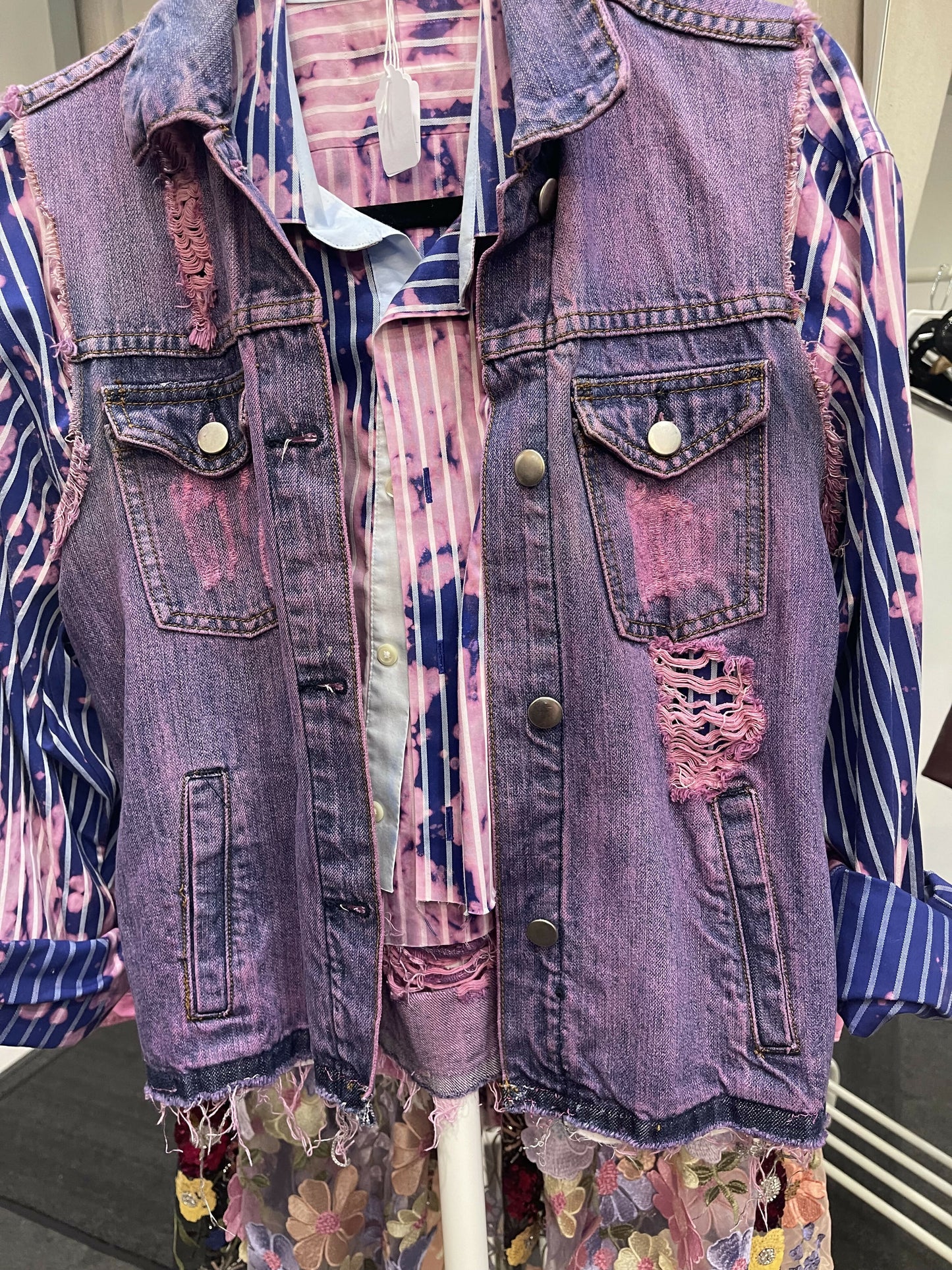 Dip dye denim jean vest