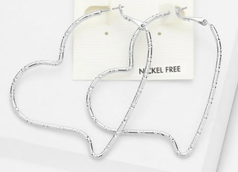 Silver Heart Hoops (larger)