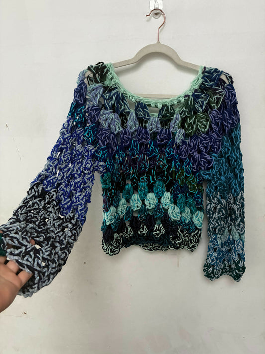 Crocheted Blue Pullover