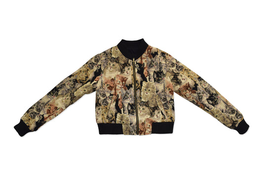 Cat printed bomber jacket woman