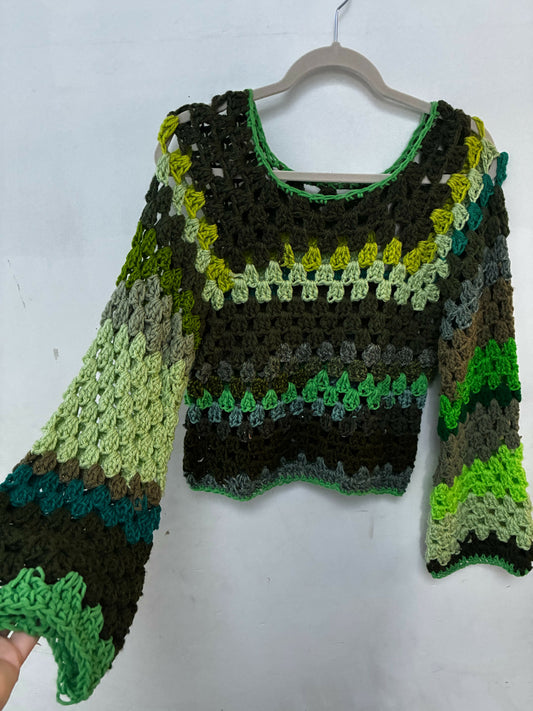Green Crocheted Pullover