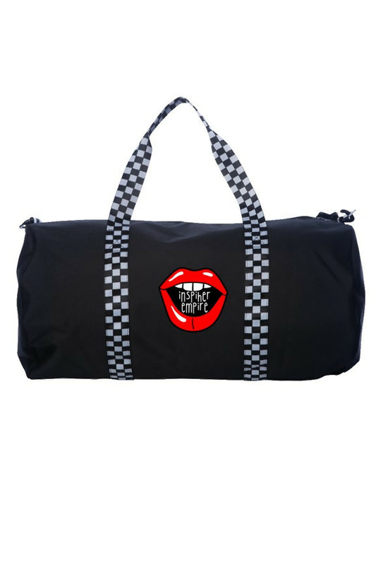 Bogosplit--IHER Checkered Lips Duffle Bag Front
