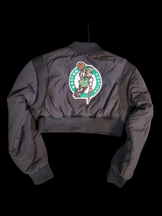 Crop styled Celtics Bomber Leather Patch