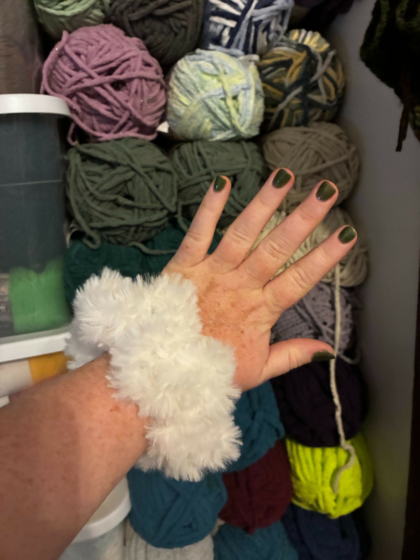 Fur Scrunchie--White