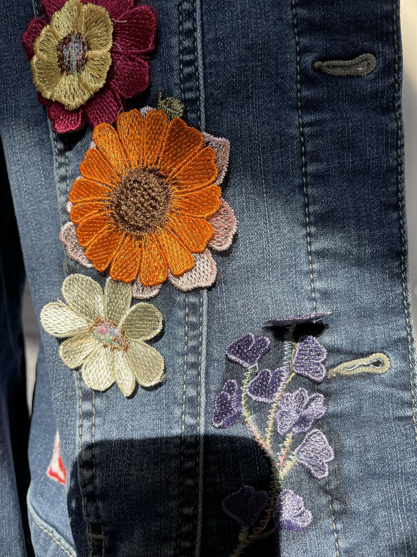 Floral denim jacket