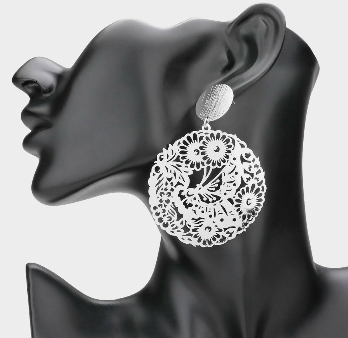 Silver Lure Metal Filigree Dangle Earring