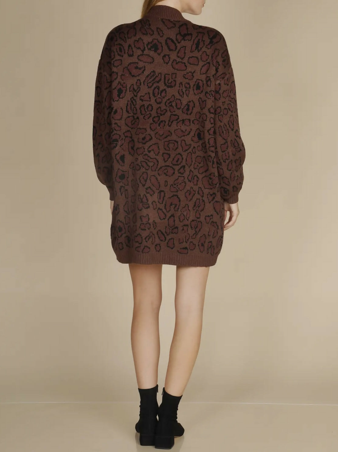 Animal Print Overlap Sweater + Short Set