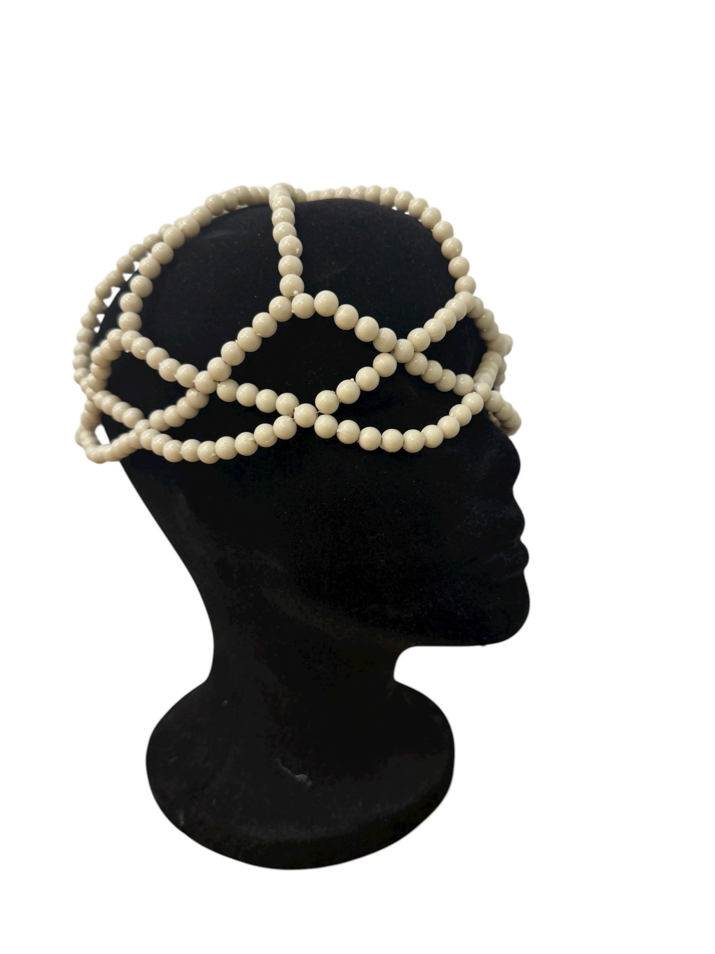 Handmade Ivory Crochet Pearl Bridal Headpiece