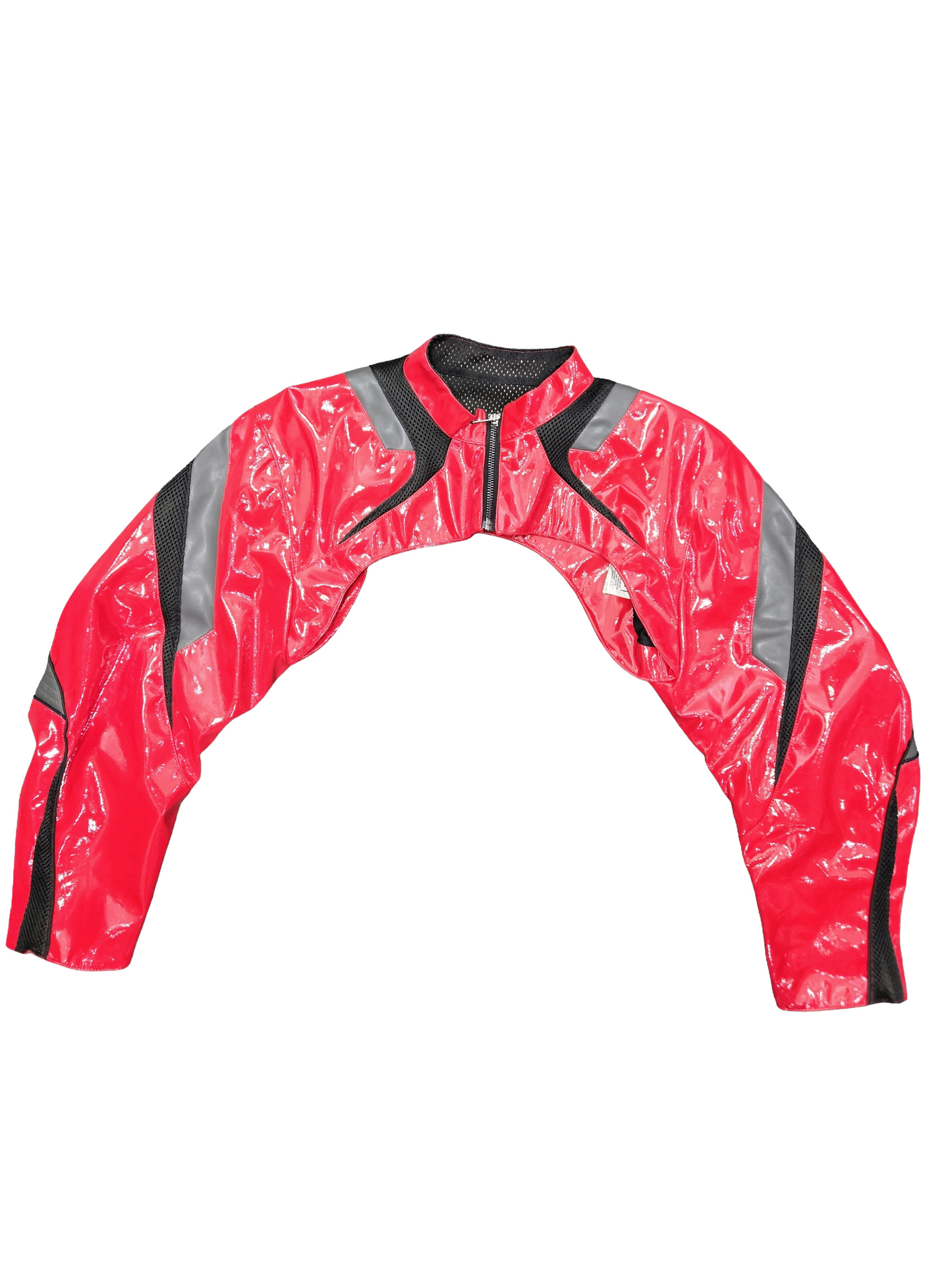 Crop Red Patent Leather Biker Jacket