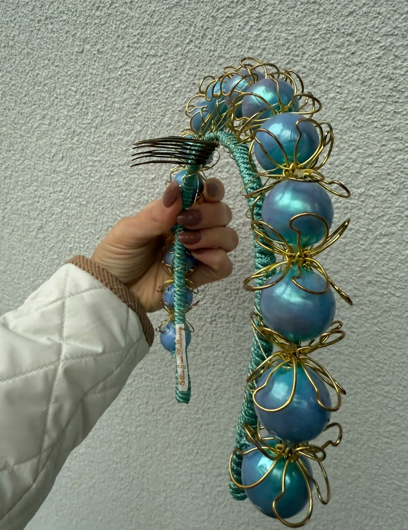 Halo Pearl Headband - Blue