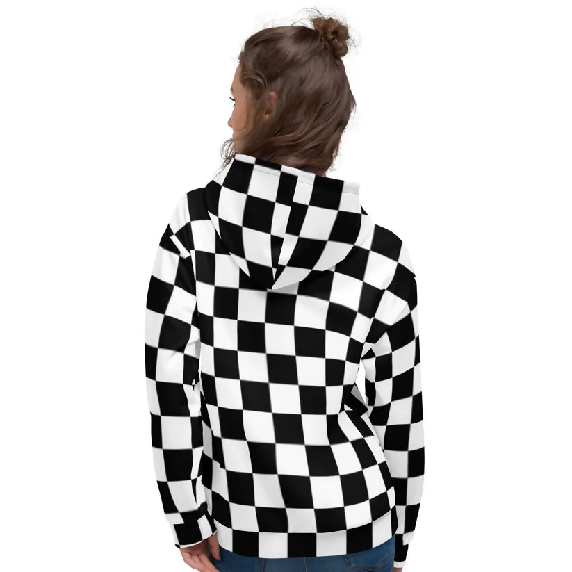 Bogosplit--IHER Checkered Lips Hoodie Model Back
