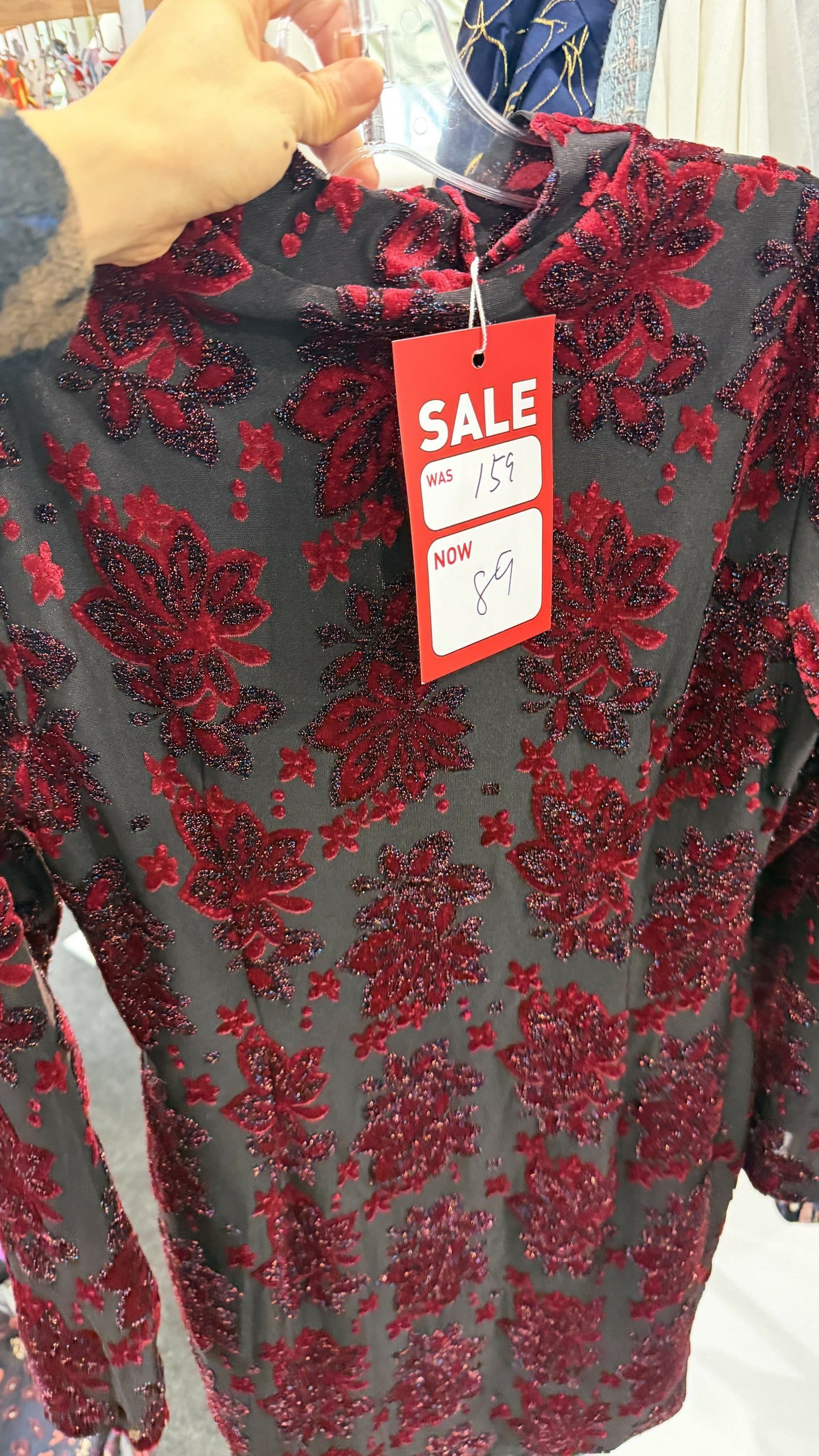 Red floral mini dress