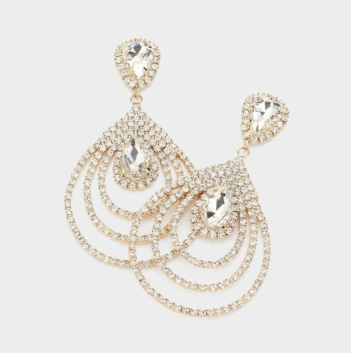 Teardrop Rhinestone Cluster Earring