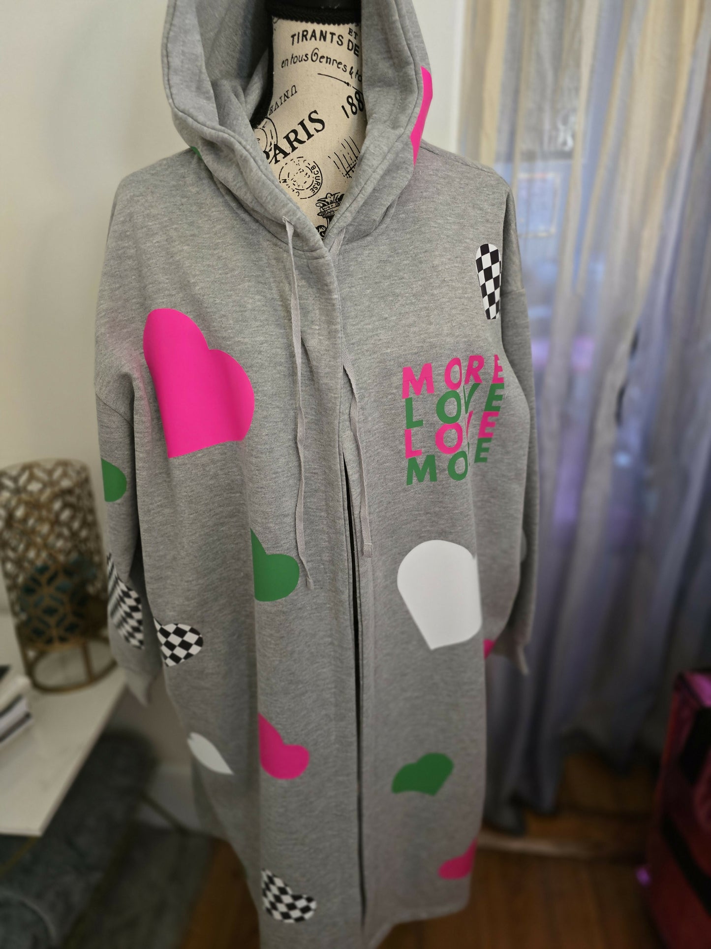 More Love Long Hoodie Jacket PINK