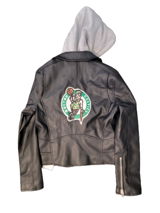 Cleitcs Leather Moto Jacket Hooded