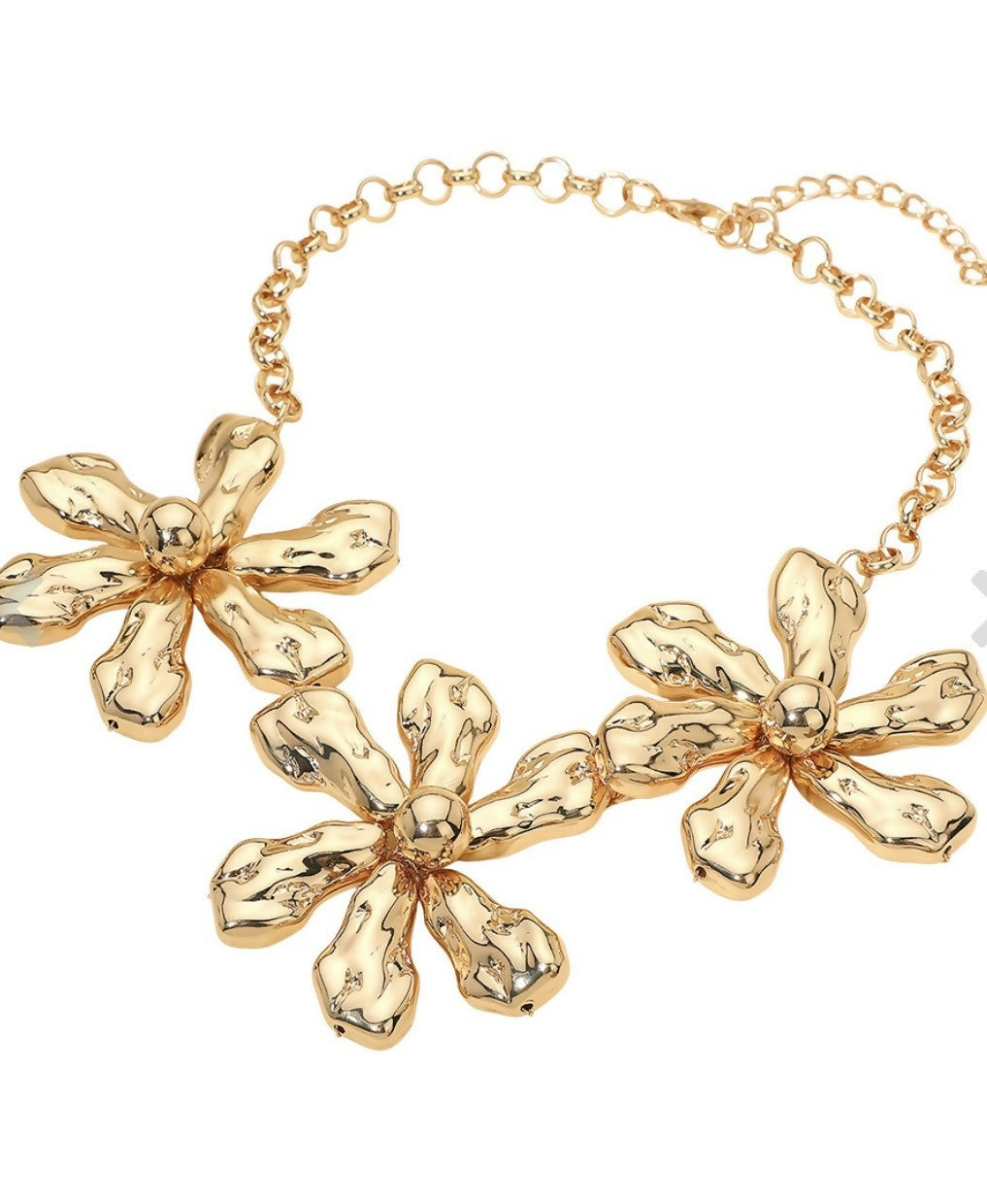 Bold Gold Flower Necklace
