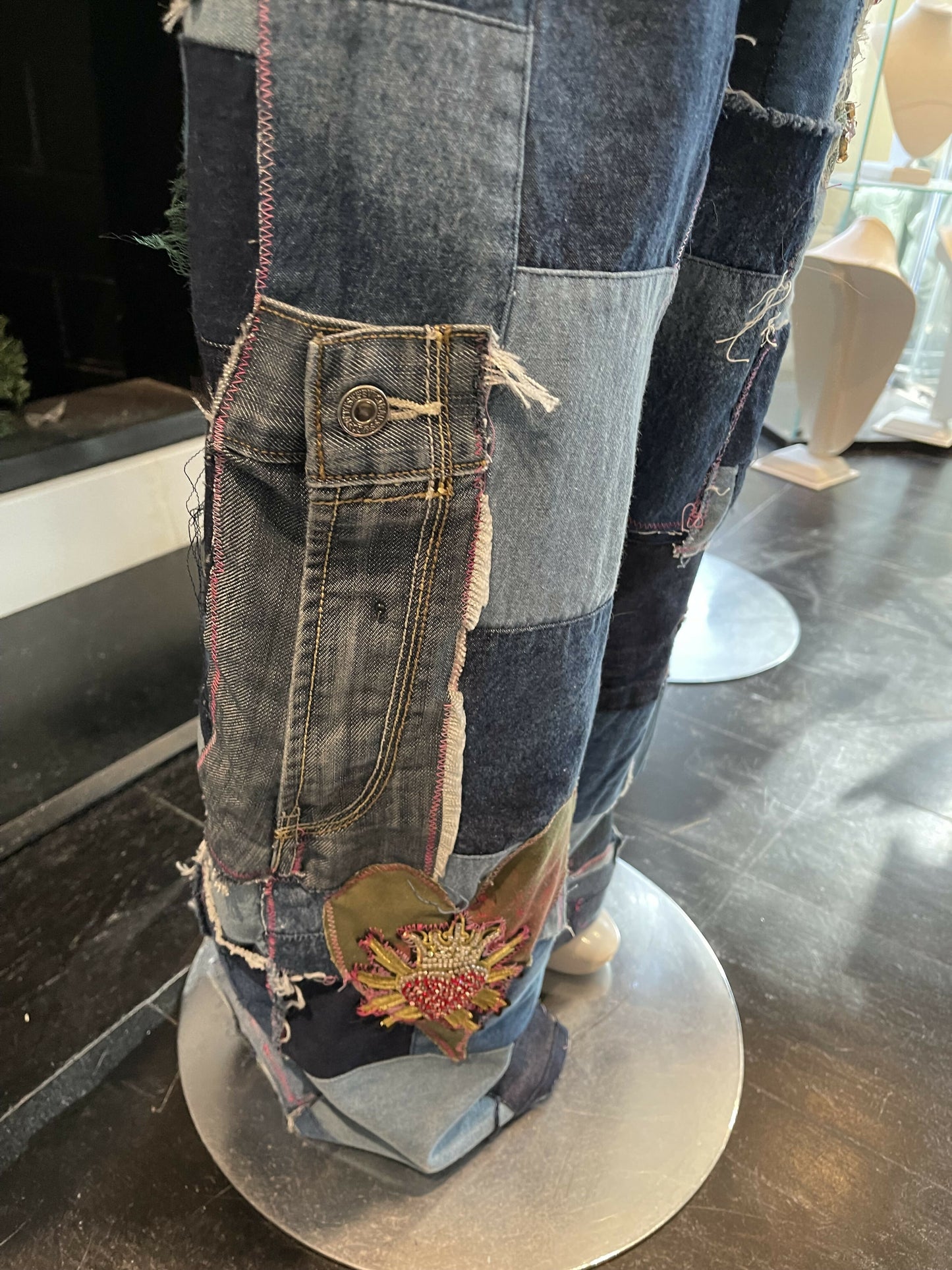 Multi media denim pant