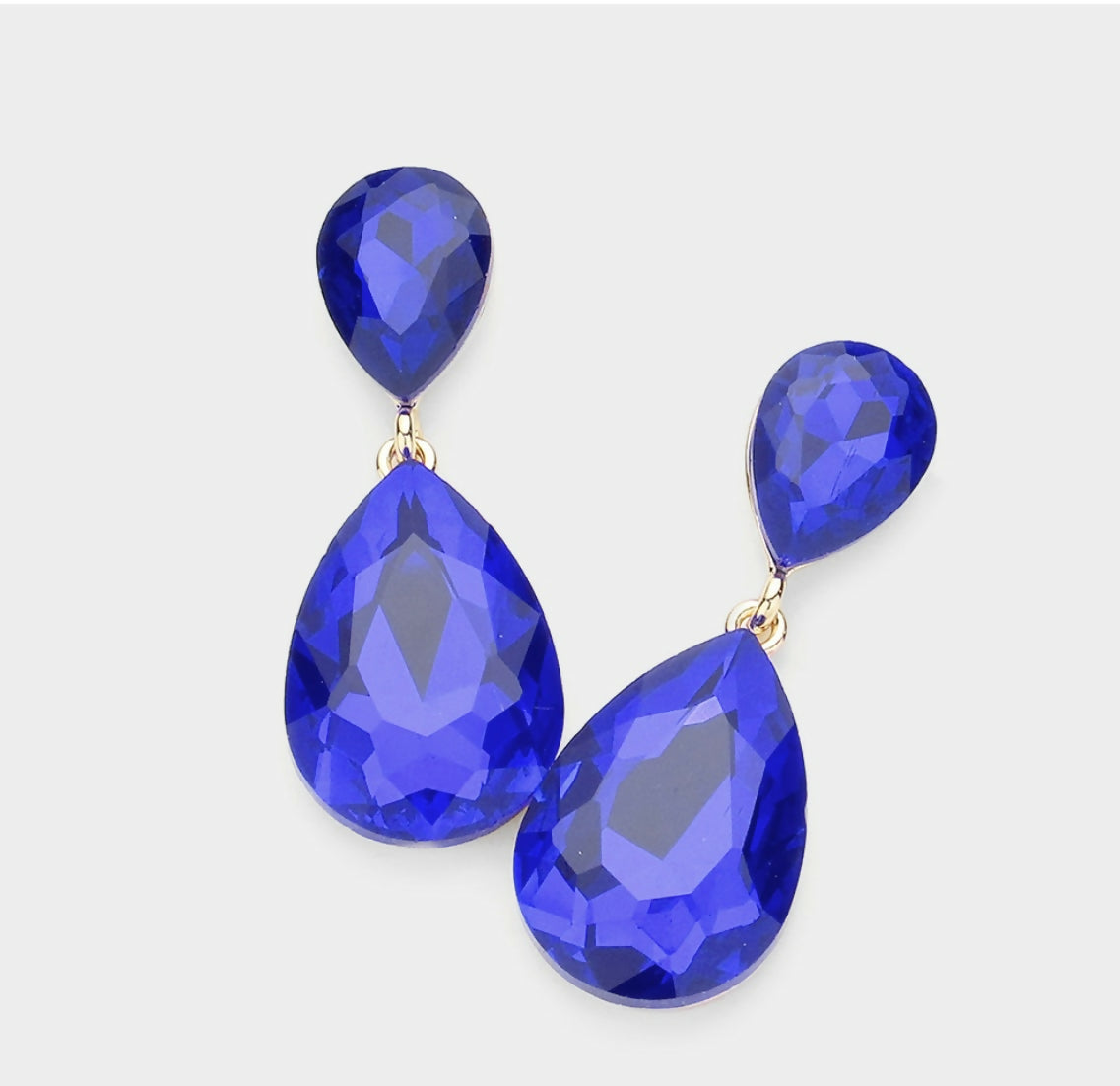 Blue Crystal Teardrop Dangle Earring