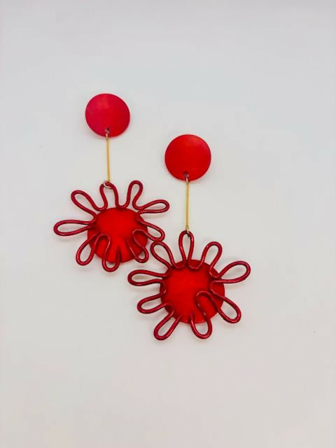 Dangle Starfish Earring- Red