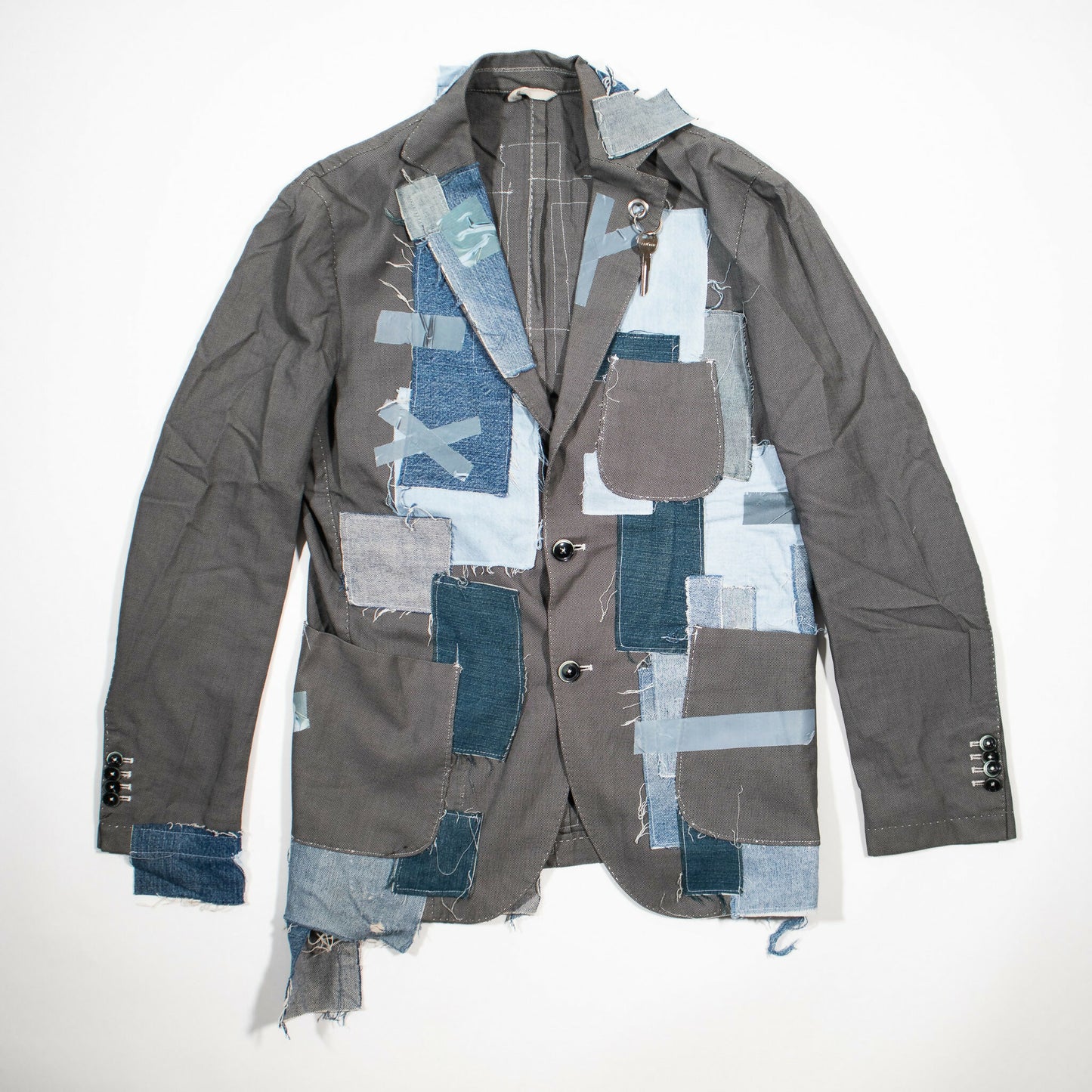 Denim patchwork blazer