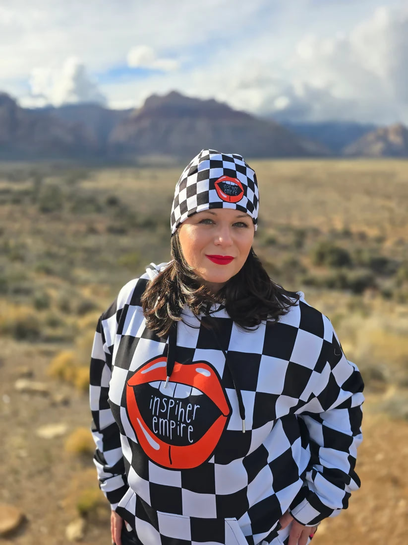 Bogosplit--IHER Checkered Lips Hoodie Model