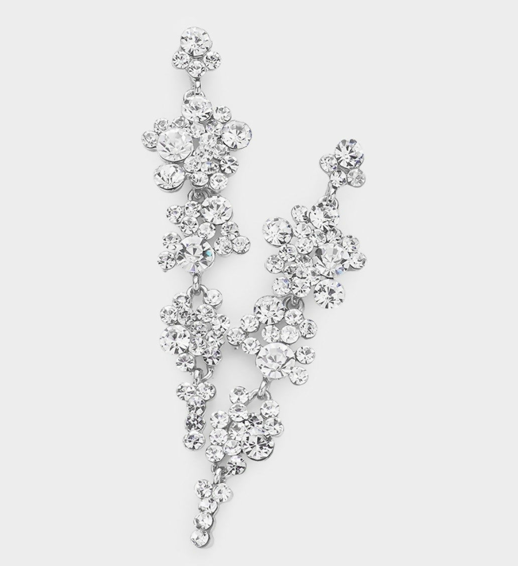 Rhinestone/Silver Bubble Cluster Earring