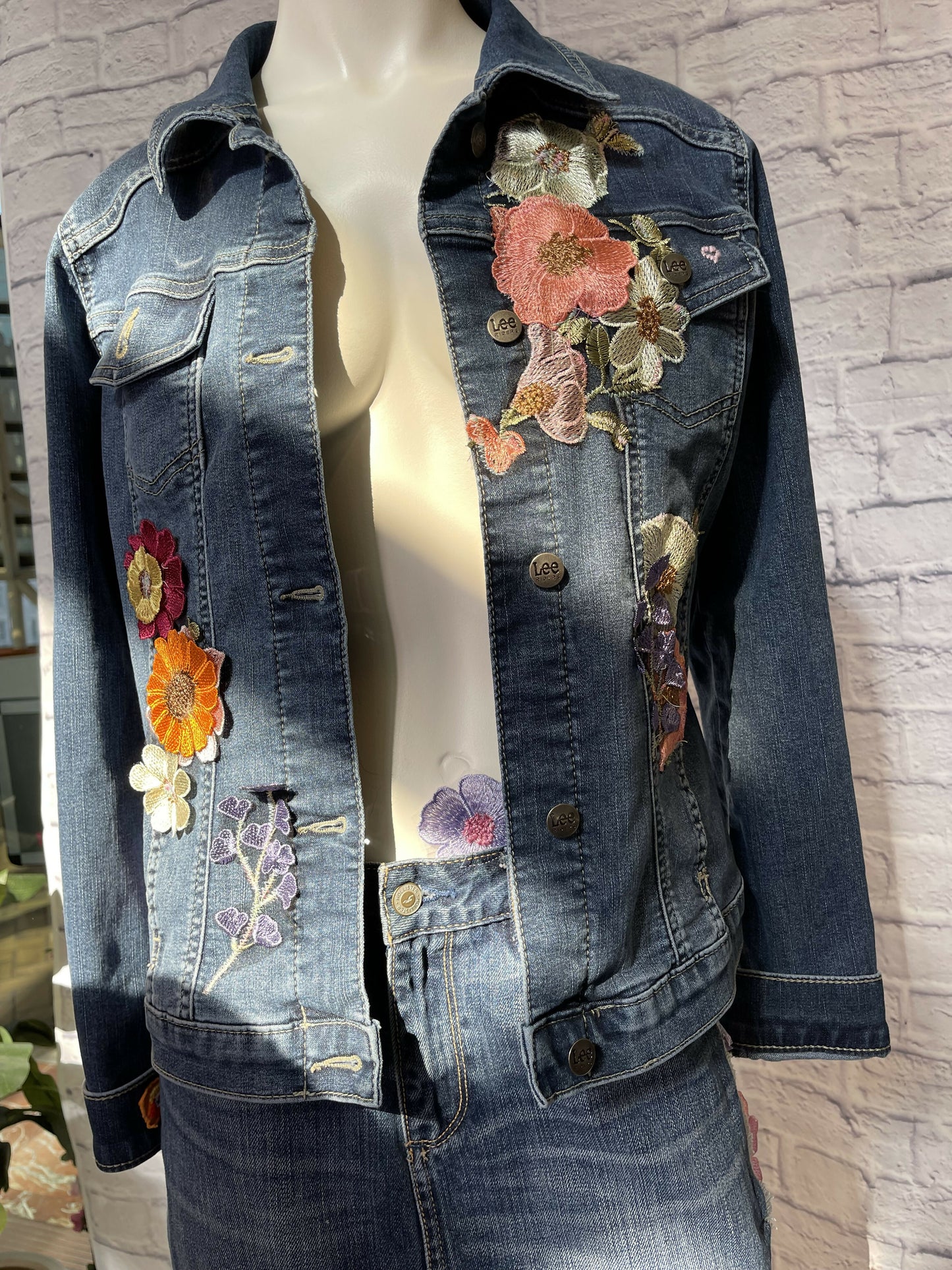 Floral denim jacket