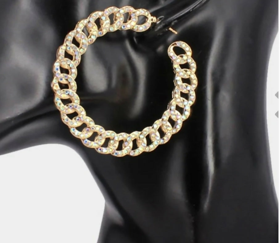 Gold/Sparkly Chain Link Hoop