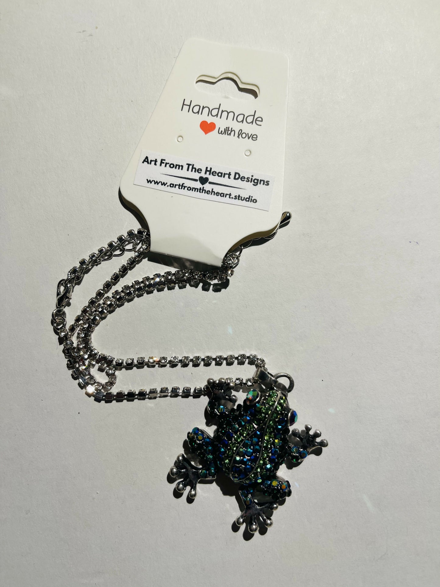 Gem Stone Frog Necklace