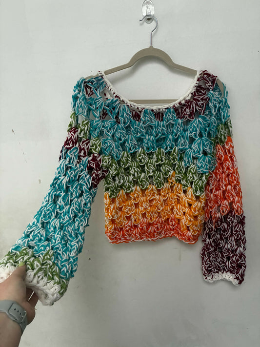 Rainbow Crocheted Pullover