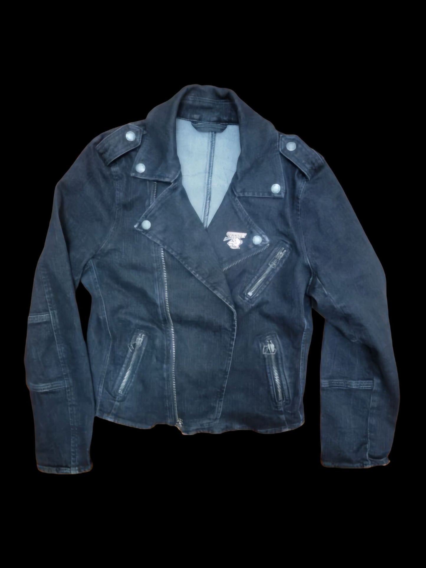 Black Sabres Moto Jean Jacket Big Logo