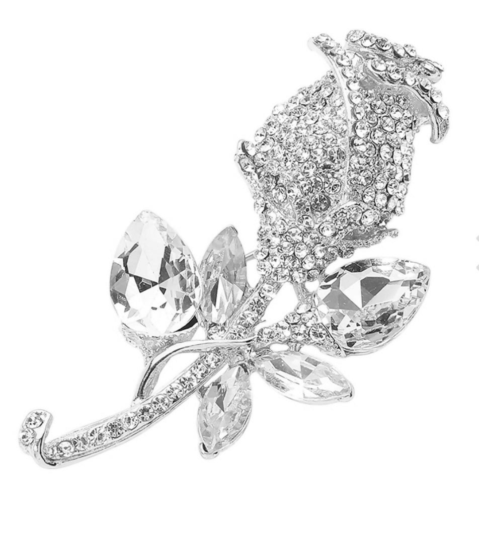 Flower Rhinestone Brooch