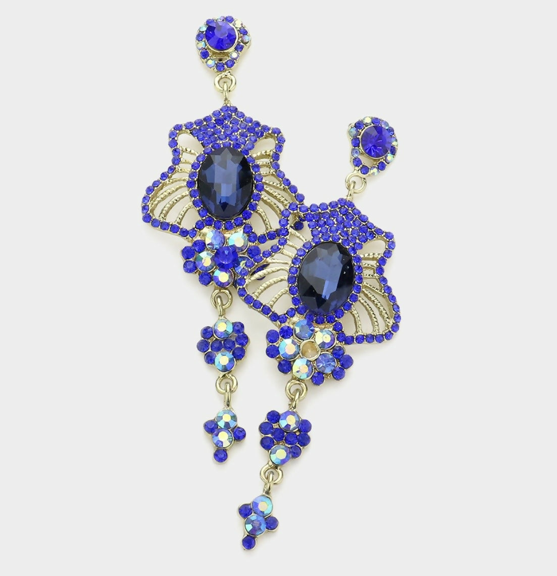 Marquis Blue Stone Dangle Earrings