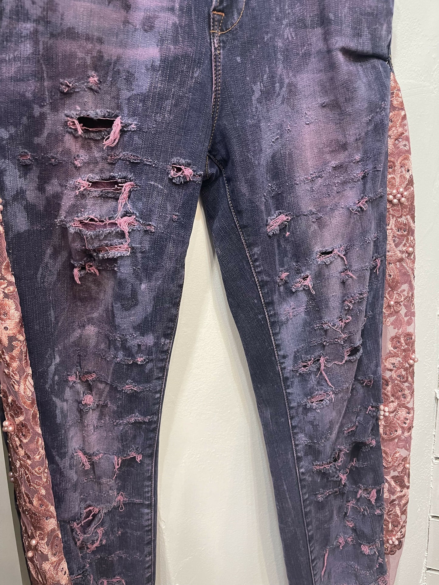 Dyed denim pink pant