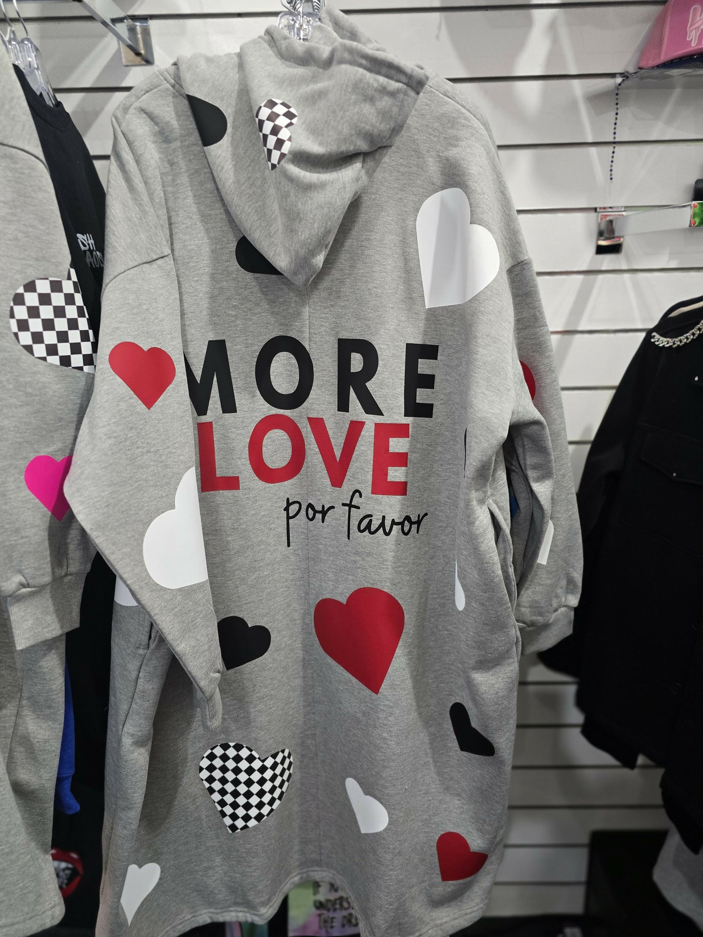 More Love Long Hoodie Jacket RED