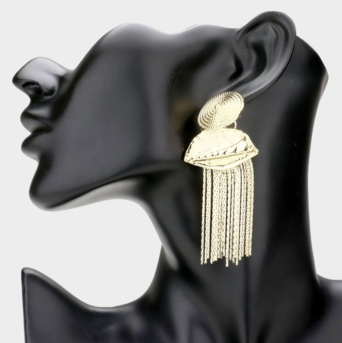 Abstract Metal Fringe Dangle Earring-Gold