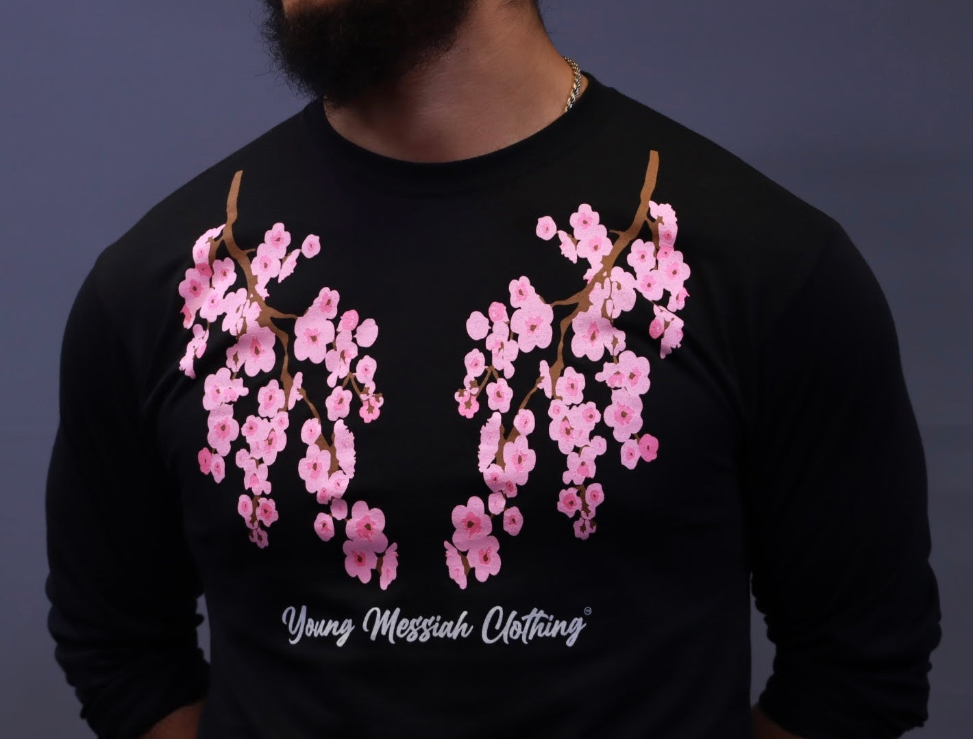 YMC Cherry Blossom Long-Sleeve Tee (Black)