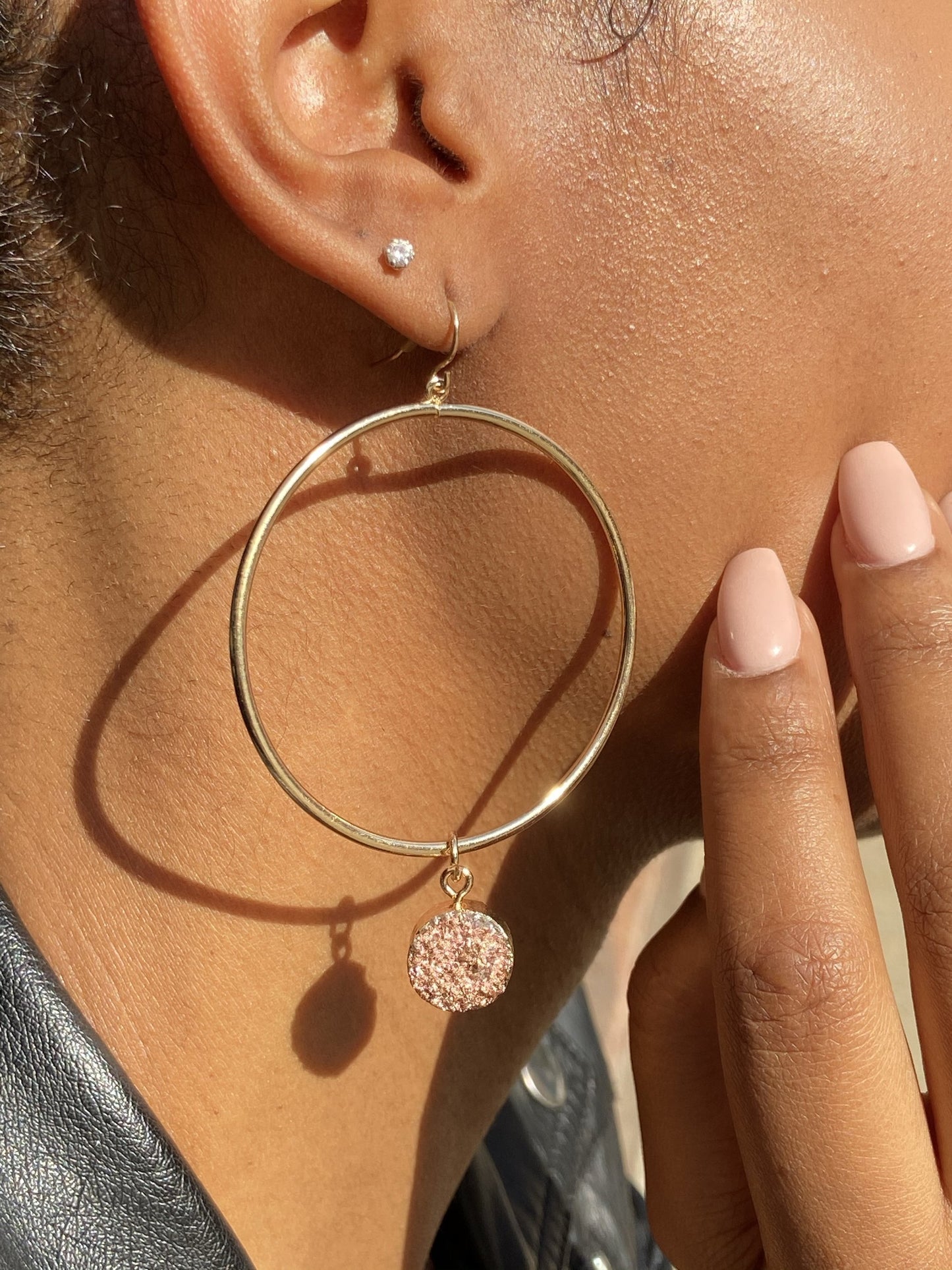 GEM DROP HOOP EARRINGS