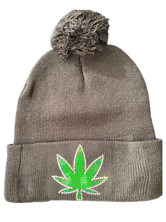 Pot Leaf Bling Beanie