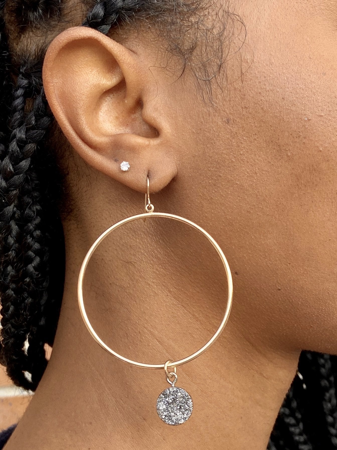 GEM DROP HOOP EARRINGS