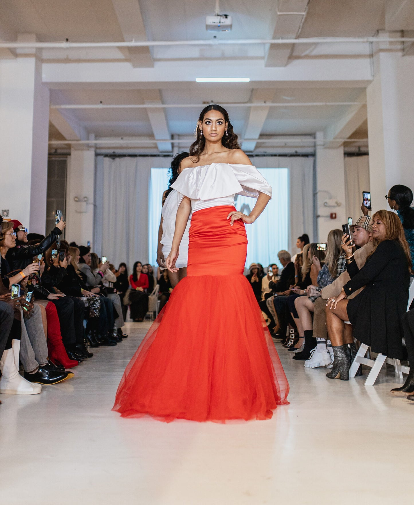 Red & white elegant dress