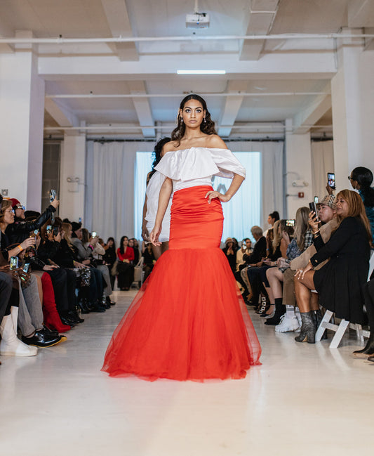 Red & white elegant dress
