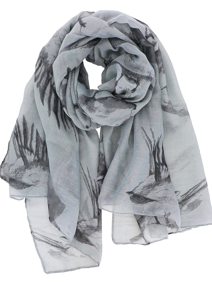 Bird Print Oblong Scarf