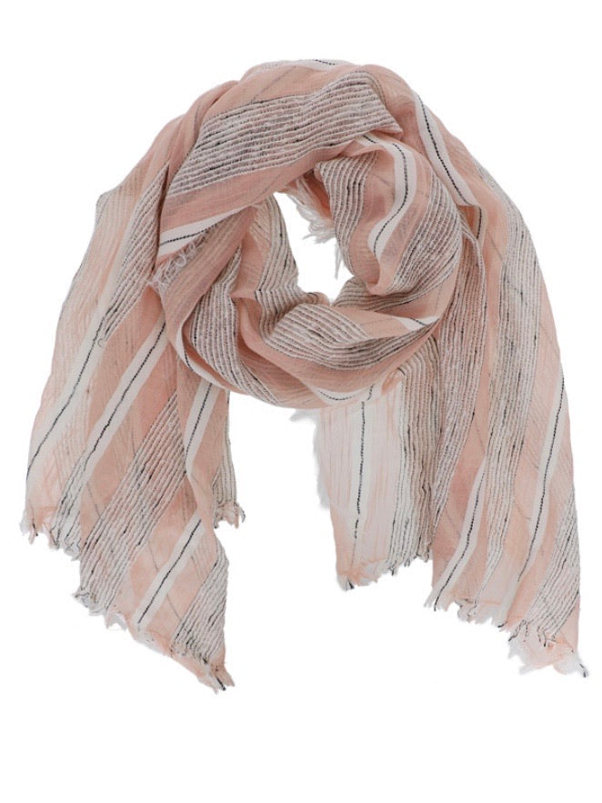 Striped Fringe Oblong Scarf