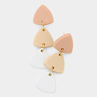 Triple Triangle Polymer Clay Link Dangle Earrings Nude