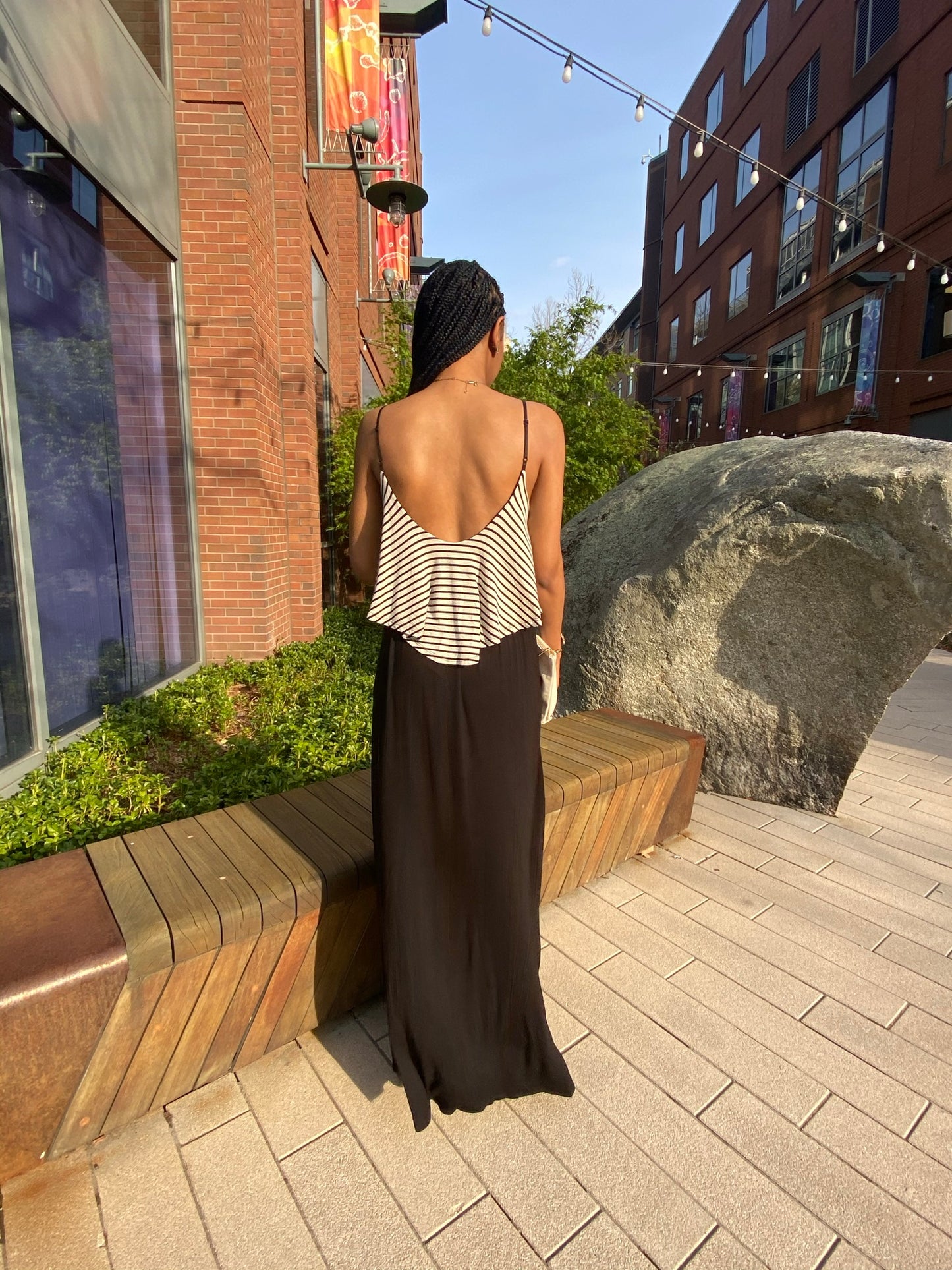 Stripe Top Ruffle Maxi Dress