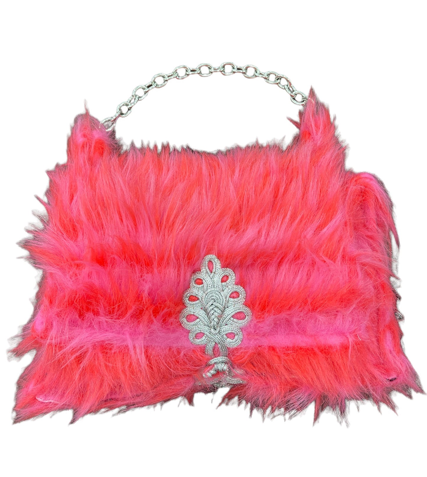 Pink XL faux fur purse
