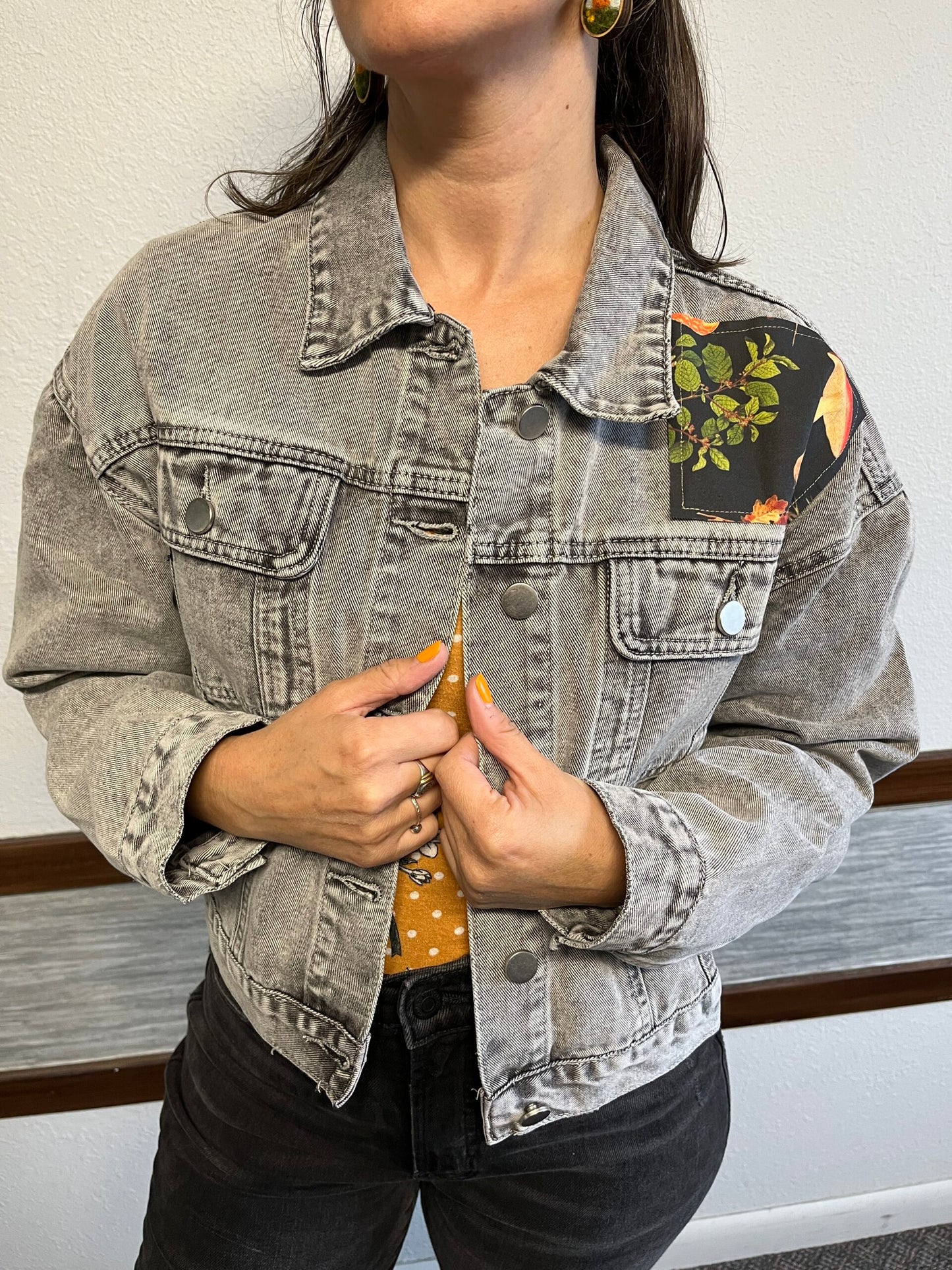 Jacket Denim Mushroom Design.