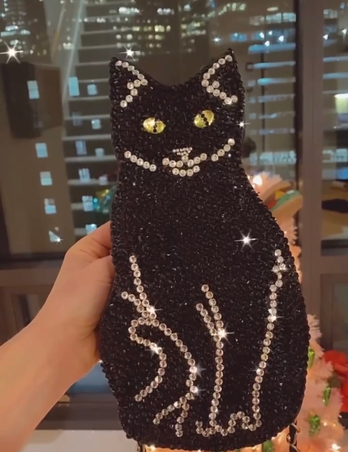 Rhinestone Cat Purse