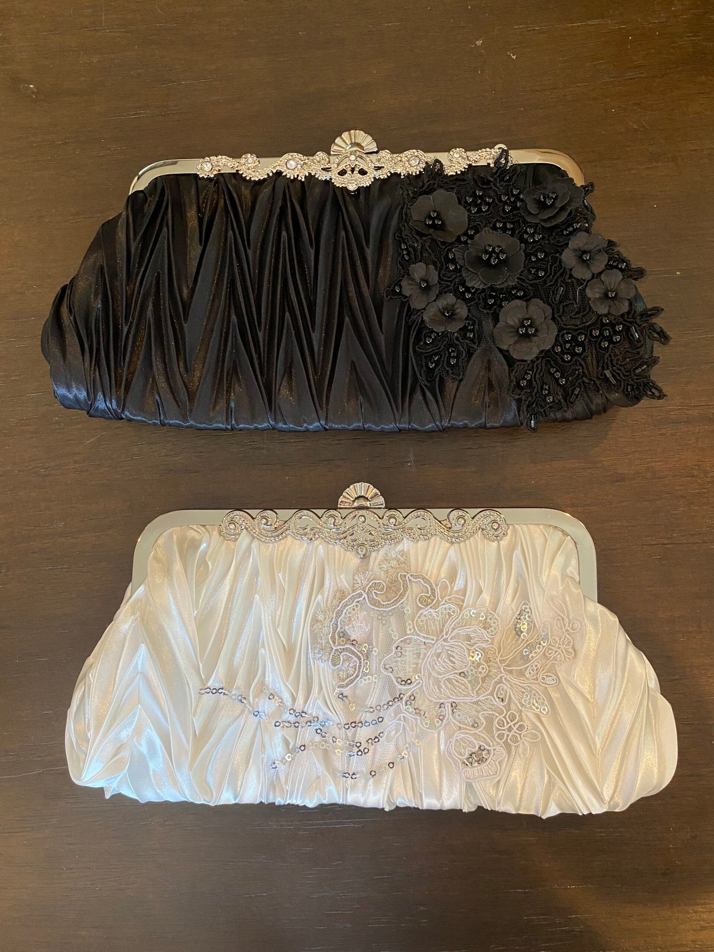 Lace satin clutch purse